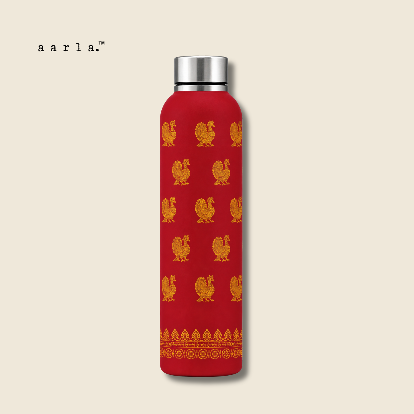 Kanjivaram Inspired Annapakshi Waterbottle (Red)