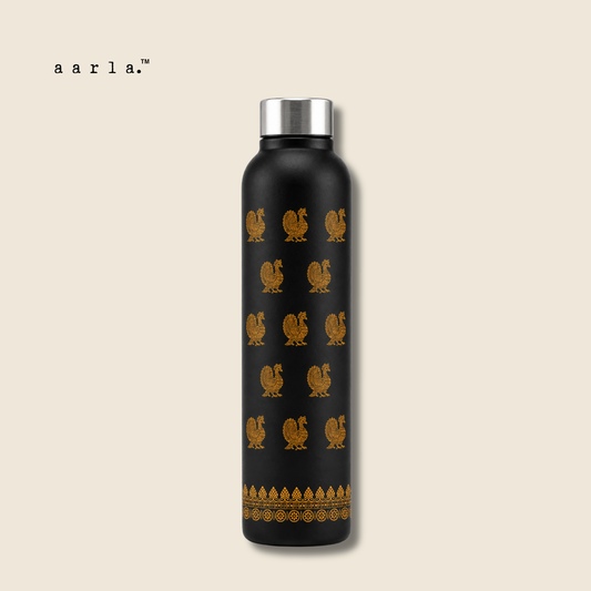 Kanjivaram Inspired Annapakshi Waterbottle (Black)
