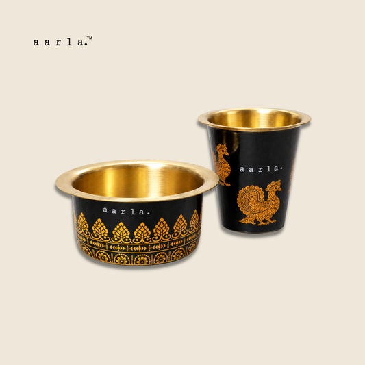 Kanjivaram Inspired Annapakshi Dabara Tumbler (Black)
